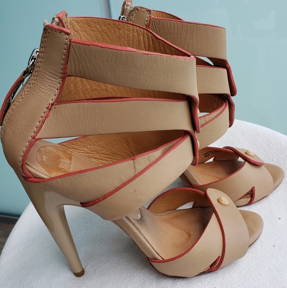 L.A.M.B. tan and coral gladiator sandal - Picture 3 of 6